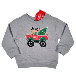 Holiday Time Christmas Sweatshirt Boys Sz 12M Gray Reindeer Crew Neck Fleece Top